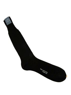 Harry & Irving by Bresciani Mens XL Dress Socks Cotton Knee High Black Italy